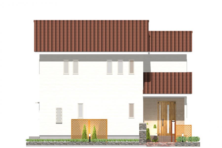 北面（立面図）<br />
