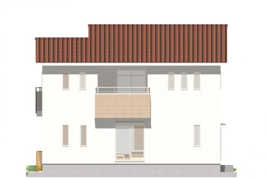 南面（立面図）<br />
