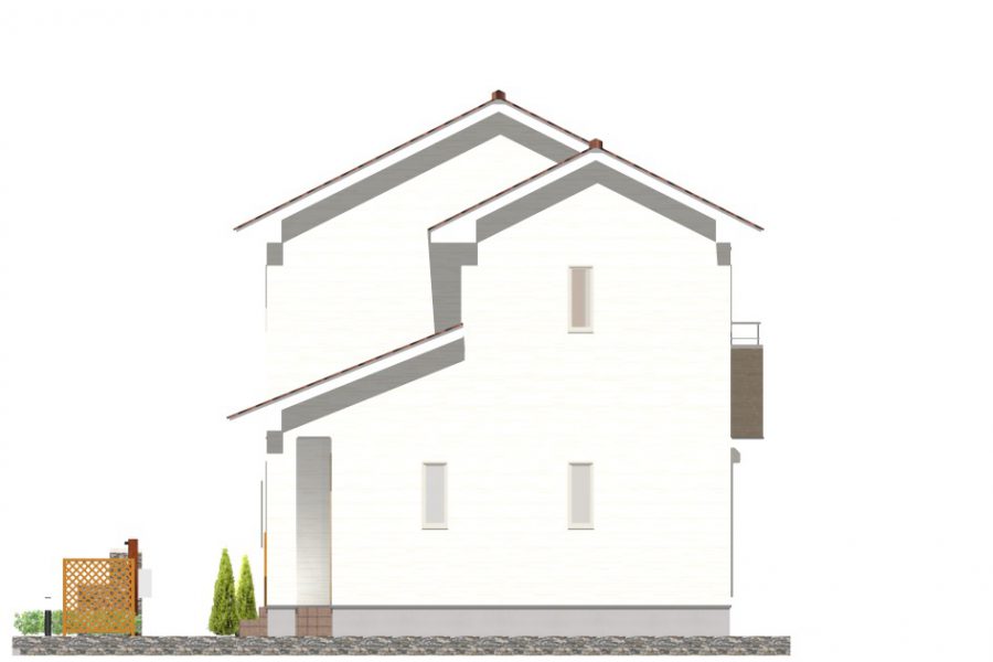 西面（立面図）<br />
